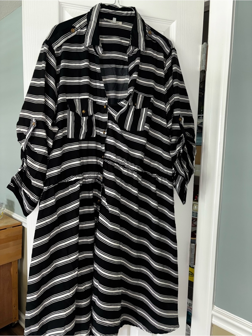 Speed Control Black and White Striped Top